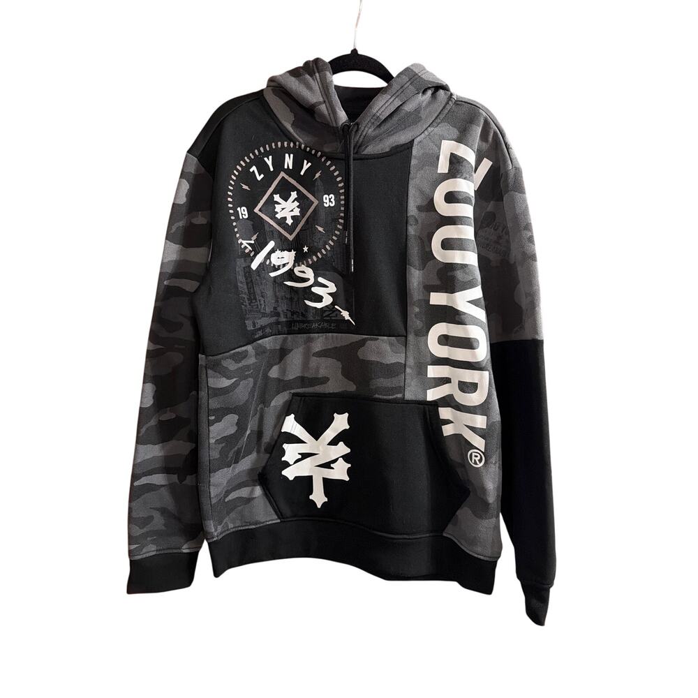 Zoo York Men's Black Camo Graphic Logo Pullover Hoodie Size Large LG L